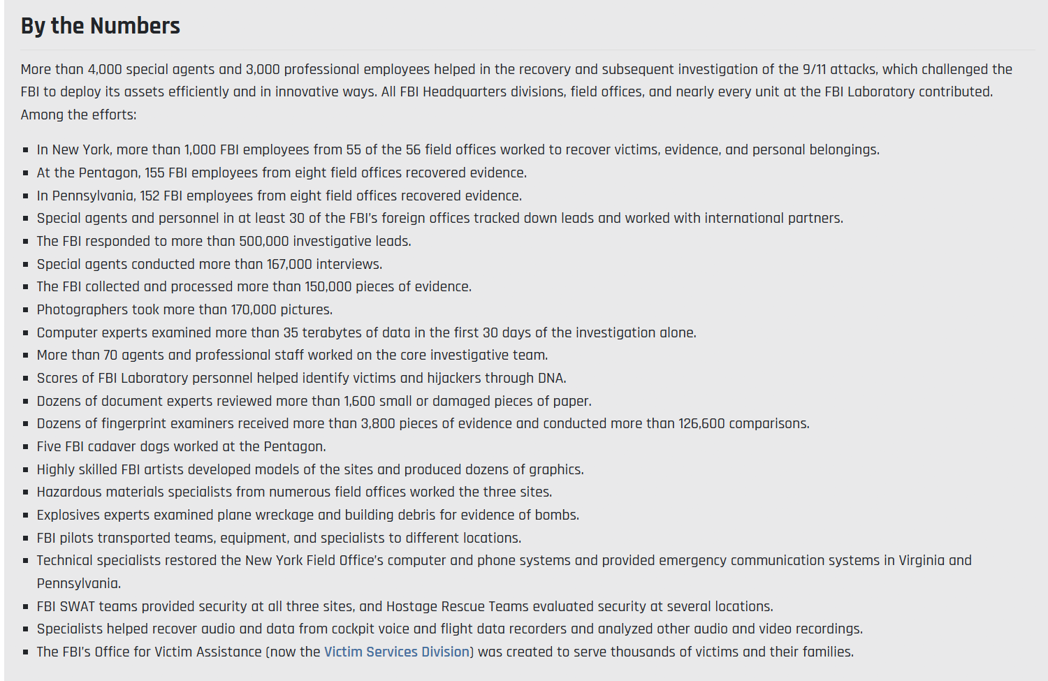 By The Numbers FBI