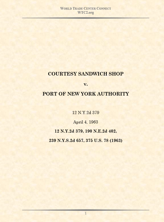 Courtesy Sandwich Shop v. Port of New York Authority (1963)