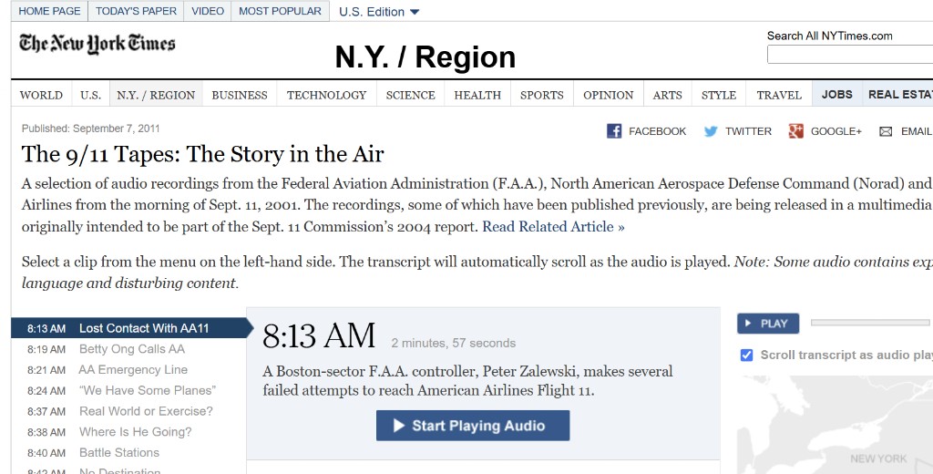 9/11 Recordings and Interactive Map