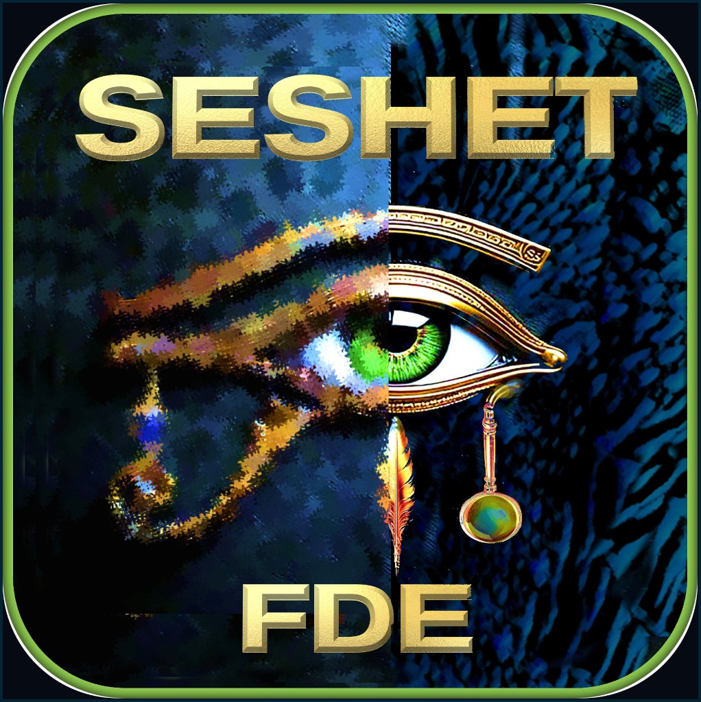 Seshet FDE logo with an Eye of Horus symbol for forensic document examination