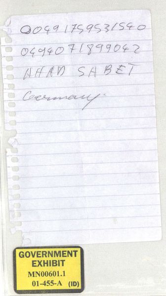 Handwritten Note — Government Exhibit